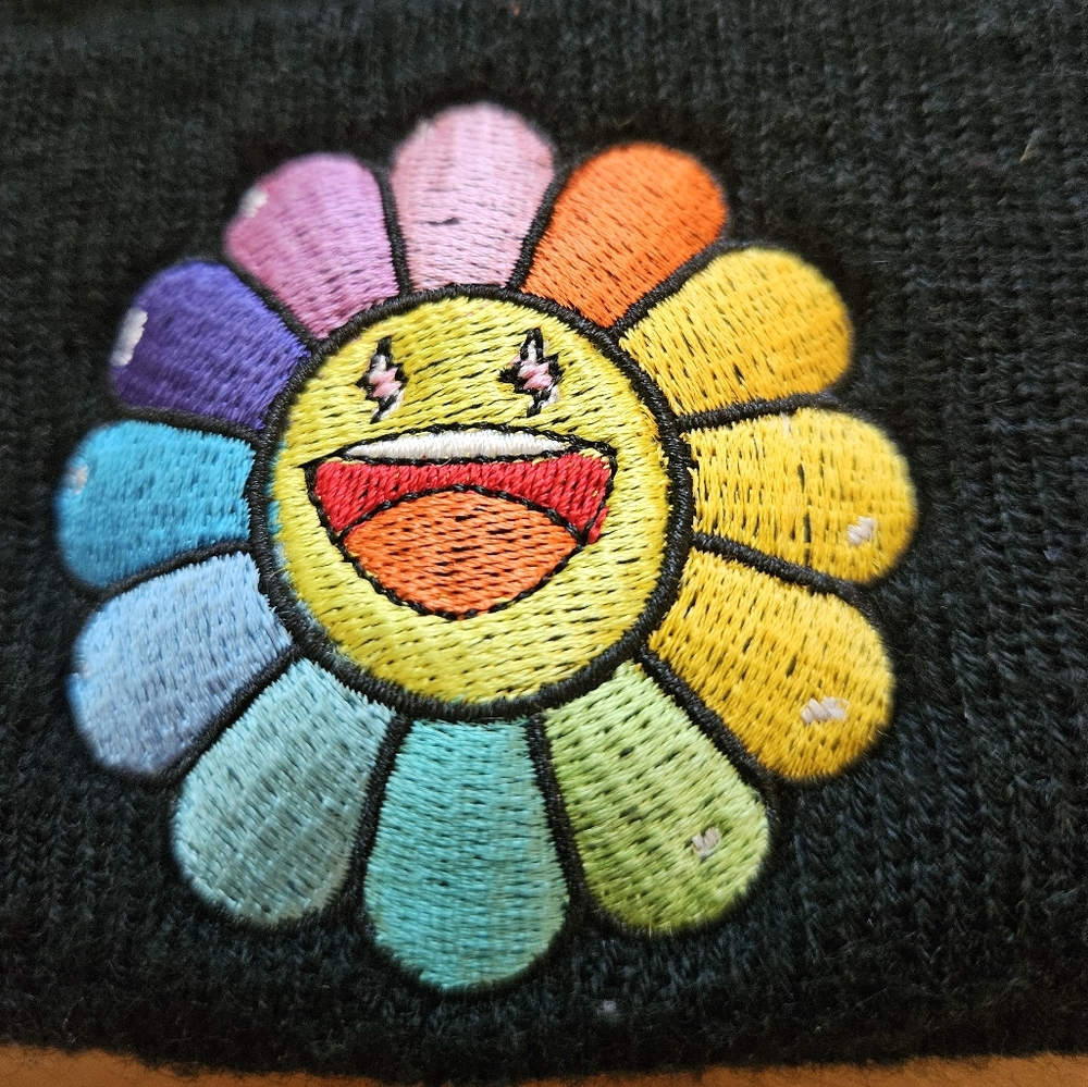 Takashi Murakami x J Balvin beanie Smiley Face Knit Beanie black
